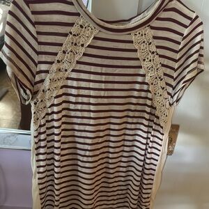 Striped Lace Accent Top